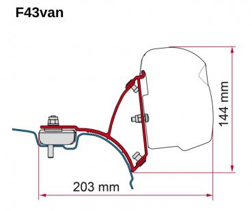 Fiamma Adapter F43van VW Bus T5 / T6 / T6.1 Transporter/Multivan ohne C-Schiene deep black #98655A647